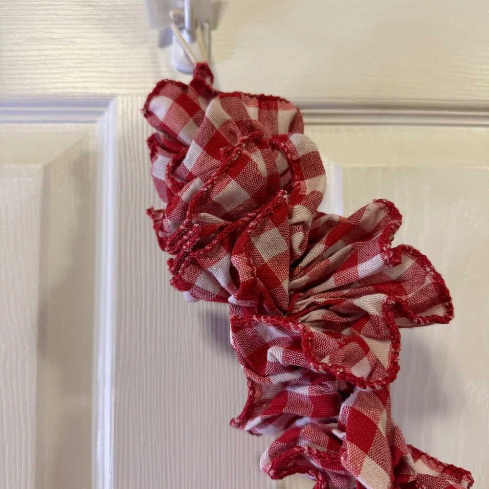 Hobby Lobby Red White Gingham Ruffled Fabric Garland 72 Inch Christmas Farmhouse